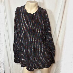 SOLD Ann Taylor Studio silk black polka dot blouse size 4 vintage 90s
